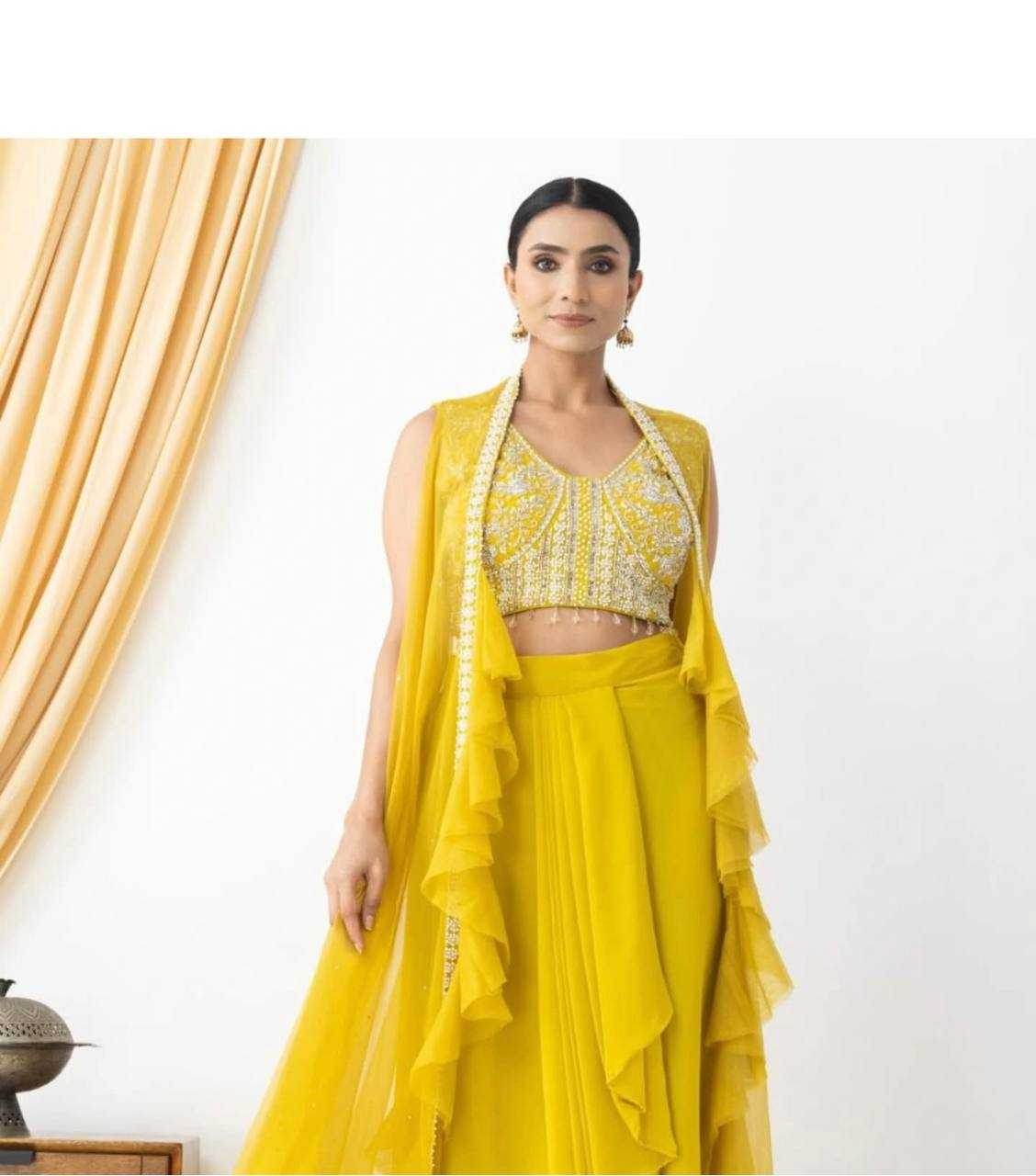 Georgette Indo-Western Bell Sleeve Kurti - MYLUXURY LANE ENTERPRISE